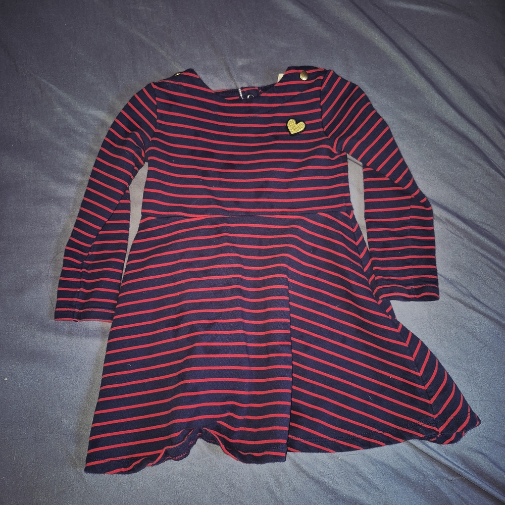 OshKosh B'gosh Navy and Red Striped Dress with Heart